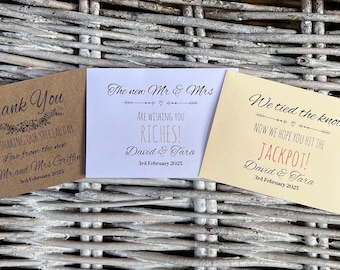Wedding Favours, Personalised Scratch Card Holders, White, Ivory or Kraft
