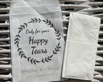 Glassine Wedding Tissue Bags, Personalised - 117 x 89 mm