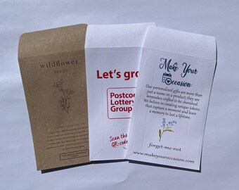 Personalised Corporate Seed Packets, Custom Design, with or Without Seeds