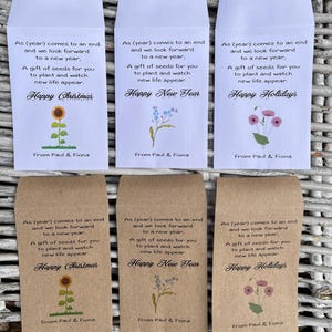 Kerst/Nieuwjaar/Feestdagen Gepersonaliseerde cadeau-zaadenveloppen - met of zonder zaden