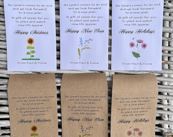 Christmas/New Year/Holidays Personalised Gift Seed Envelopes - with or without seeds