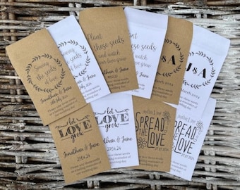 Wedding Favour Seed Envelopes, Personalised - 5 designs white or kraft envelopes