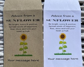 Advice From A Sunflower - Personalised Gift Sunflower Seed Envelopes