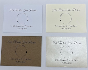 Personalized Wedding Scratch Card Holder, For Richer For Poorer Design