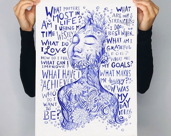 Póster de impresión de arte autorreflexión, Arte personalizado, Impresiones, Decoración de pared, Colgante de pared, Decoración del hogar