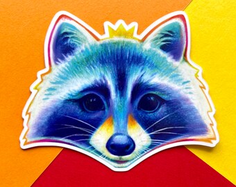 Pegatina de vinilo Rad Racoon Animal Sticker, Laptop Decal, Custom Stickers, Art Stickers
