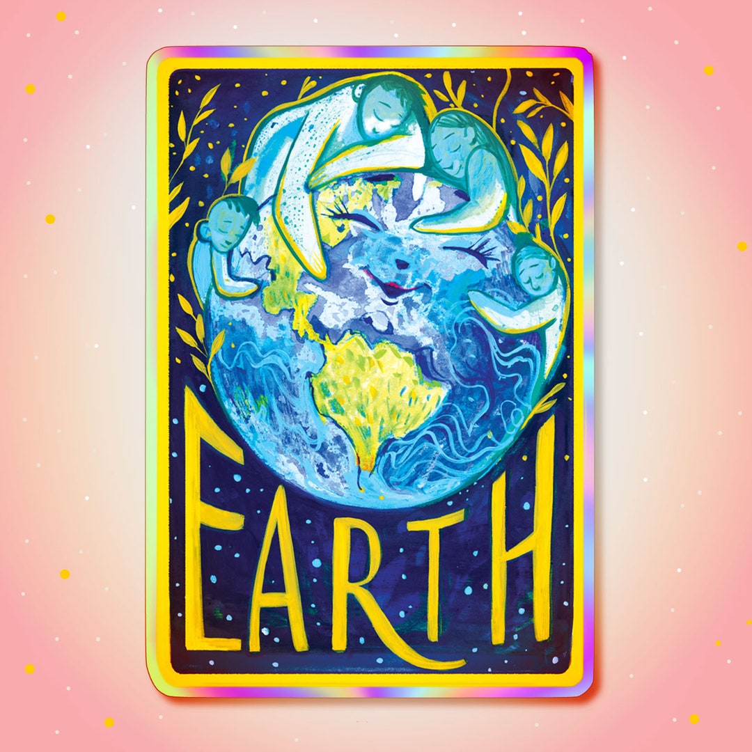 Jumbo EARTH Holographic Sticker, Laptop Decal, Custom Stickers, Vinyl ...