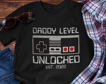 Leveled Up To Daddy Shirt, Daddy Level Unlocked Tshirt, Gift for Dad, New Dad Shirt, Baby Announcement Shirt, First fathers day, Gamer Dad