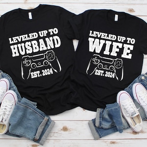 Future Husband Shirt, Leveling Up To Wife T-shirt, Leveled Up To Husband, Gamer Husband Gift From Wife, Video Gamer Tee, Hubby Wifey Gift