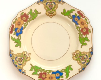 Plato llano John Maddock Royal Ivory Minerva de 23 cm (9 pulgadas) – Porcelana inglesa vintage, estilo Art Déco floral
