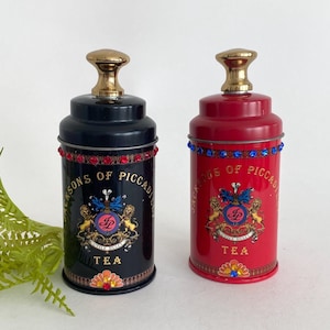 Upcycled Vintage Jacksons of Piccadilly Tea Storage Tins, Decorative Trinket Storage Boxes