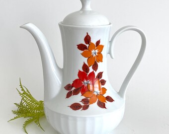 Caffettiera vintage Winterling Bavaria: teiera in porcellana floreale Mid-Century Mod