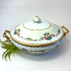 Vintage Noritake Floral Tureen: Hand-Painted Japan Porcelain, Morimura Mark