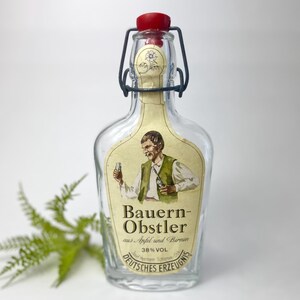 Vintage Bauern-Obstler German Liquor Bottle, Empty Glass Spirits Bottle, Rustic Farmhouse Decor, Apple & Pear Brandy, Collectible Barware