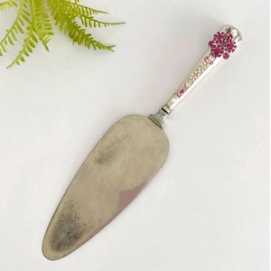 Vintage Silver Pie Server with Rhinestone Handle, Cake Server, Elegant Wedding or Party Serving Utensil, Shabby Chic Hostess Gift