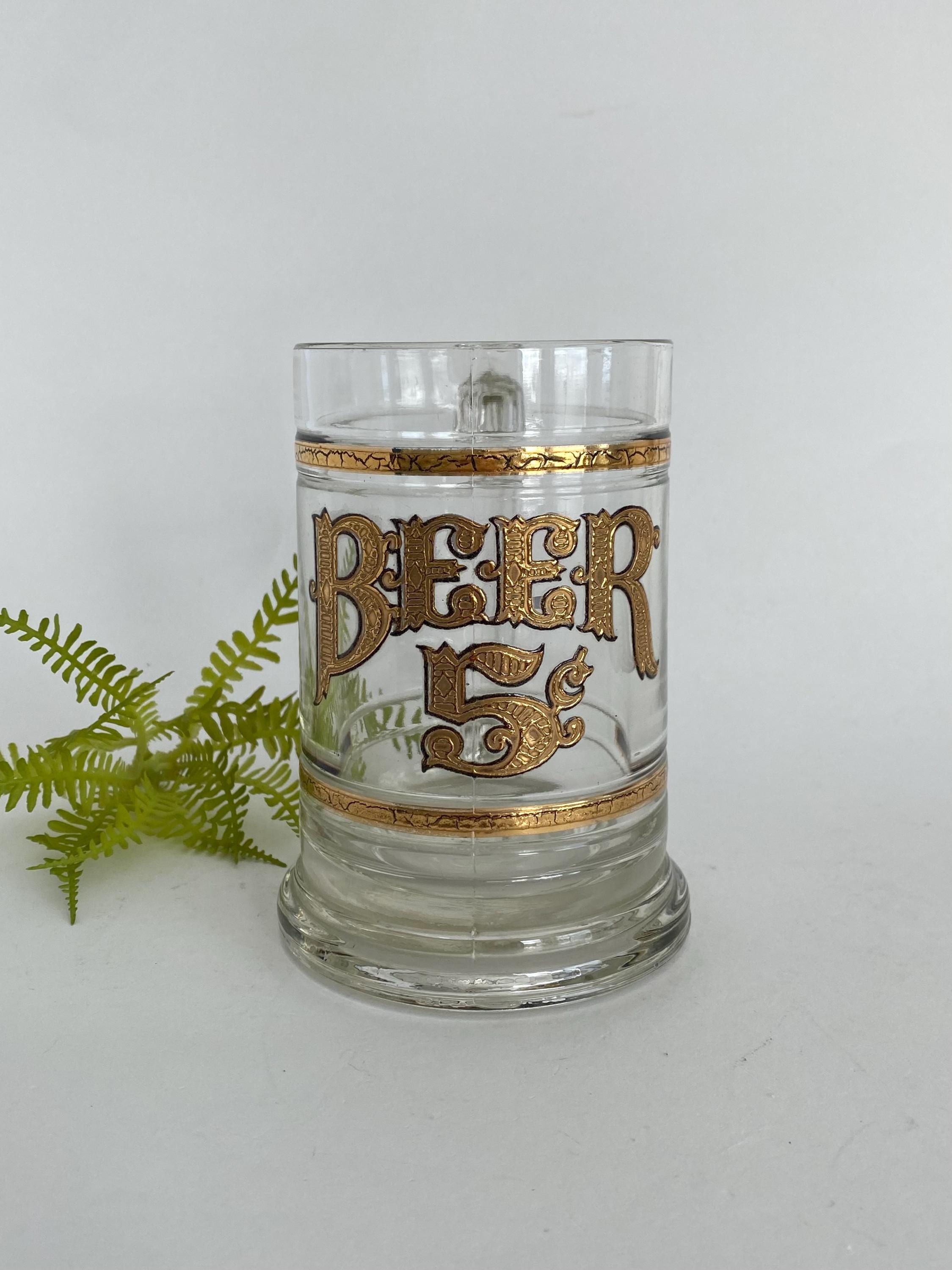 Vintage Clear Glass Beer Stein, Retro Barware, Novelty Pint Mug for Nostalgic Pub Enthusiasts