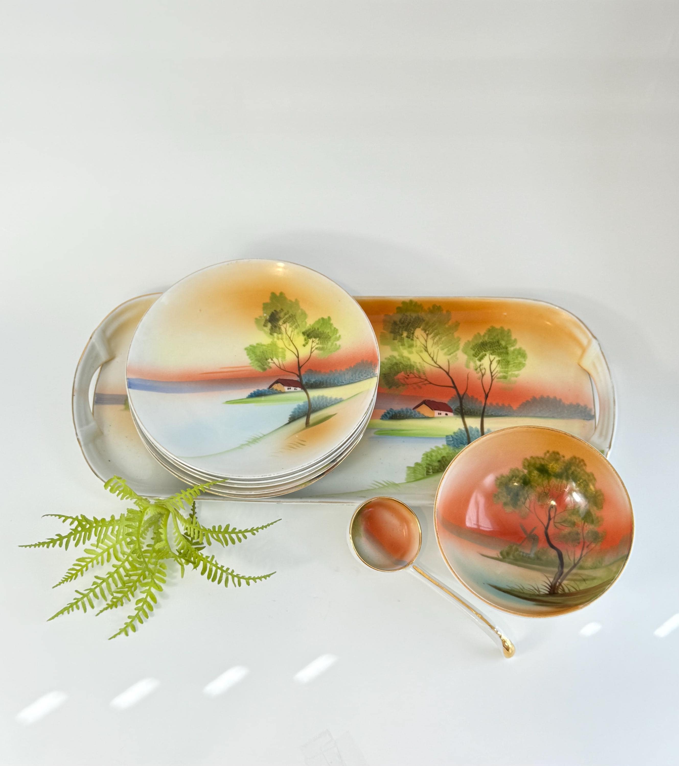 明治期里帰りノリタケM-JAPAN印 HANDPAINTED 湖夕焼け風景花瓶 Noritake Lake Scene - Etsy