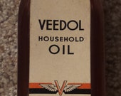 Original Vintage FULL NOS Veedol Household Oil Glass Bottle Can Sign Advertising