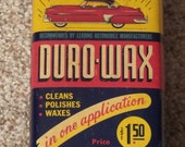 Vintage 1950 s DURO-WAX Can Car Oil Gas Station Sign FULL Nice One
