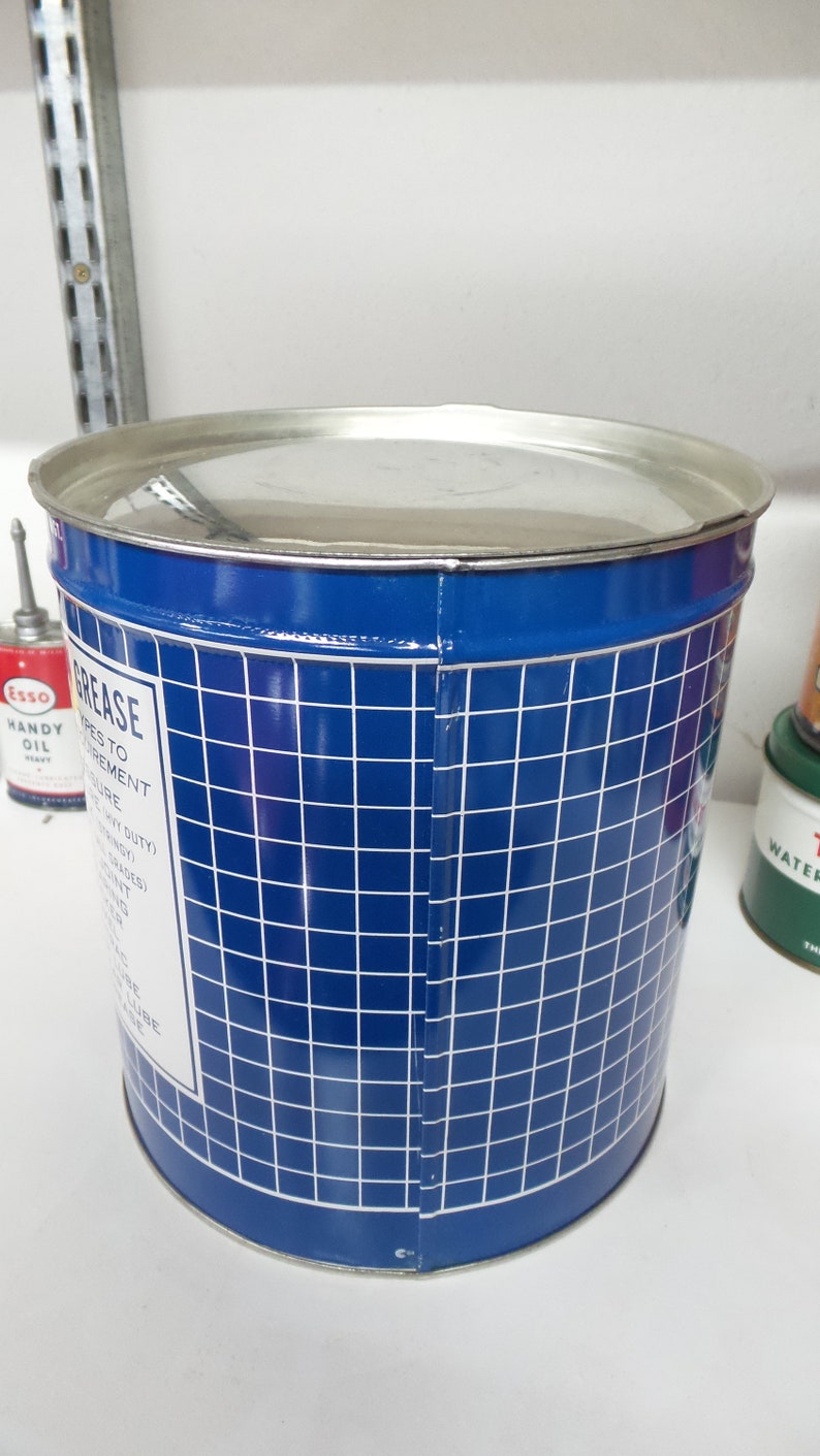 Grease Oil Can Sign Vintage BLU RIBBON 10 LBS