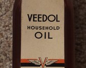 Original Vintage FULL NOS Veedol Household Oil Glass Bottle Can Sign Advertising
