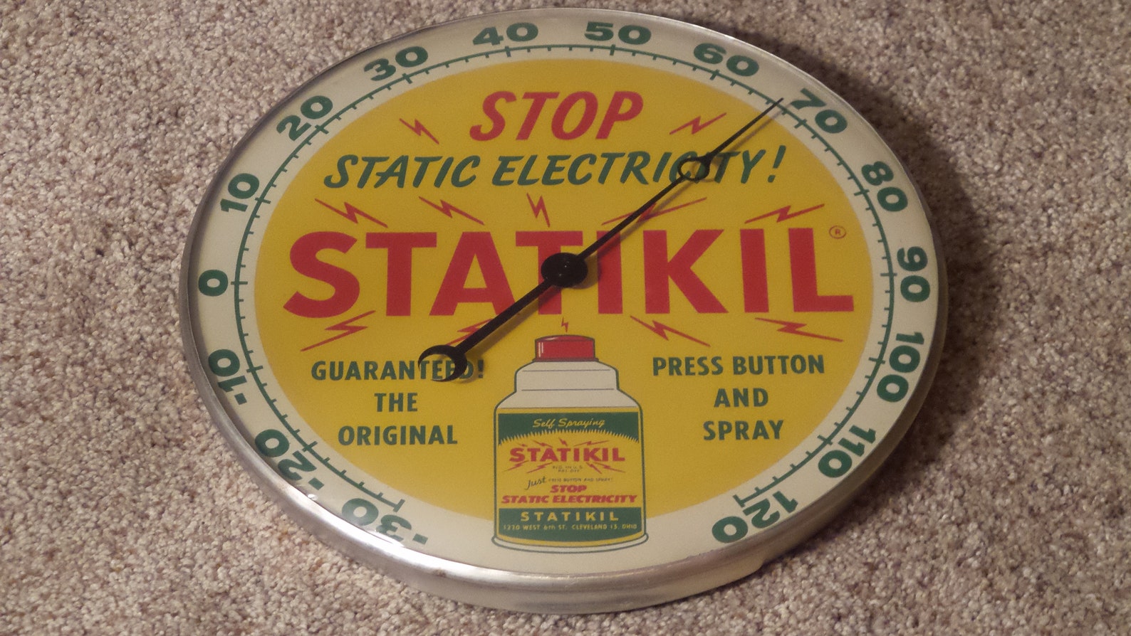 Vintage STATIKIL Round Glass Thermometer Pam Clock Co. New Etsy