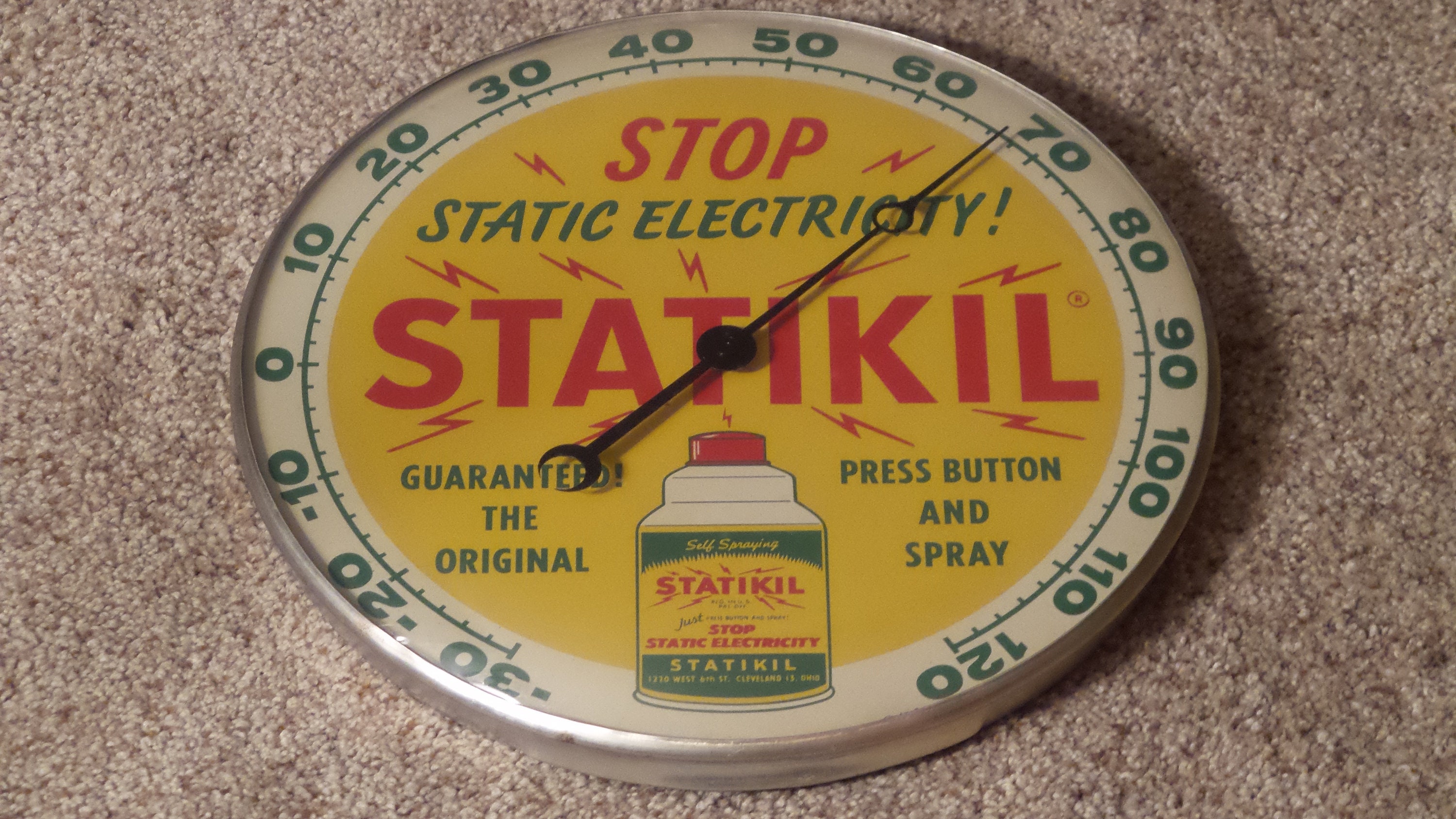 Vintage STATIKIL Round Glass Thermometer Pam Clock Co. New Etsy