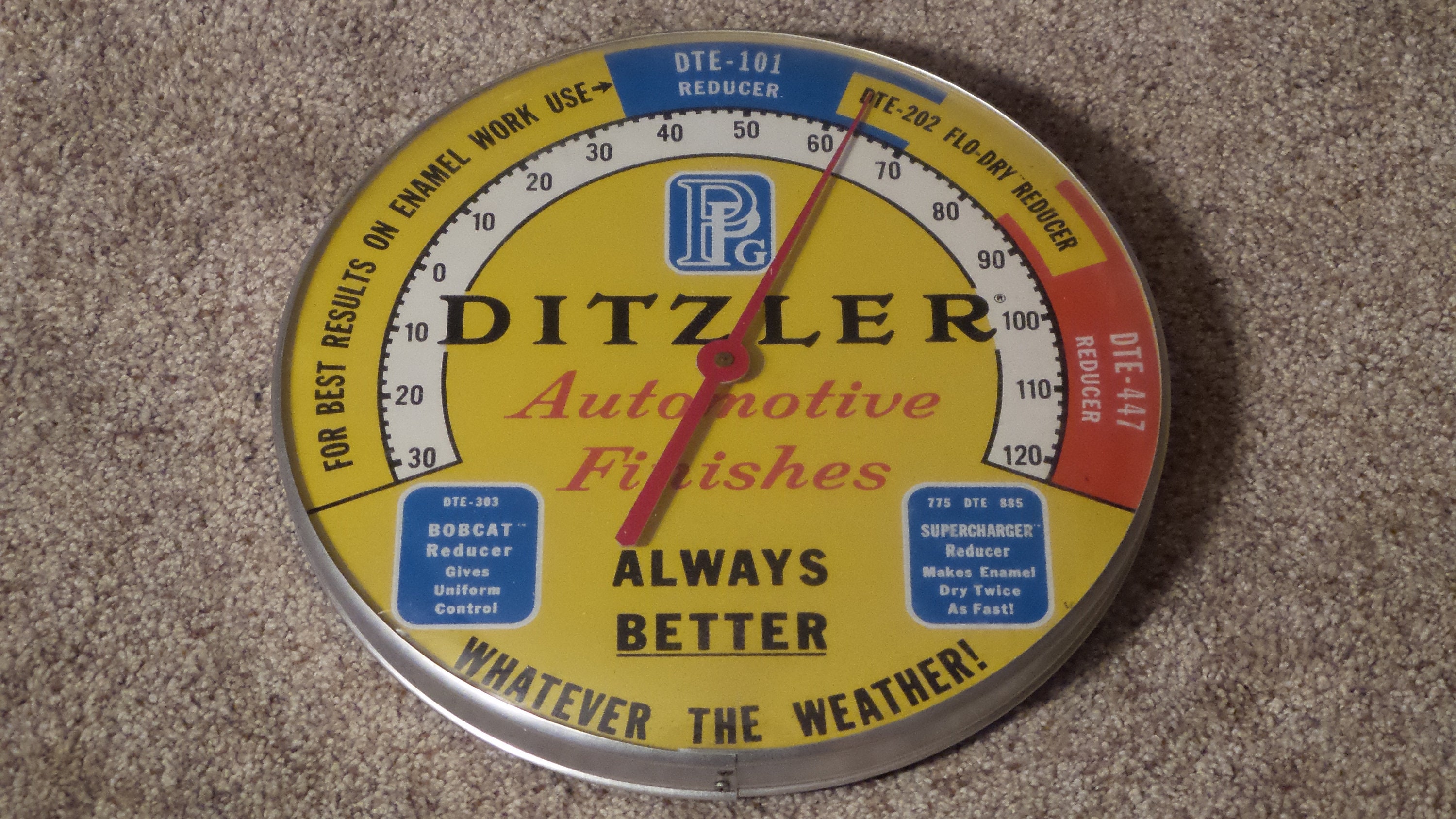 Vintage DITZLER Automotive Finish Round Glass Thermometer Made Etsy