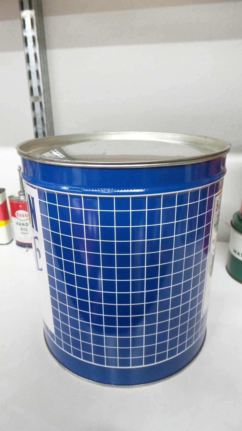Grease Oil Can Sign Vintage BLU RIBBON 10 LBS