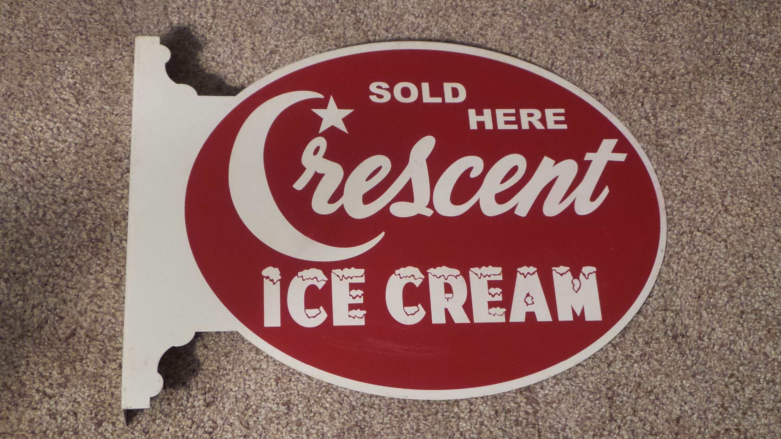 Vintage CRESCENT ICE CREAM Sold Here Flange Sign Rare Old Etsy