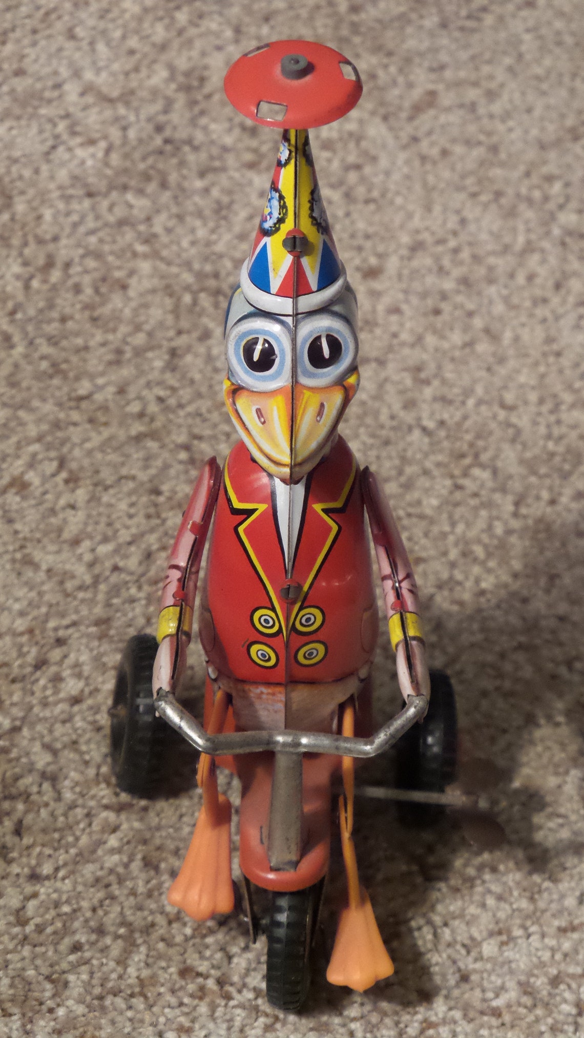 Vintage Duck on Bicycle Tin Litho Mechanical WindUp Toy Made Etsy