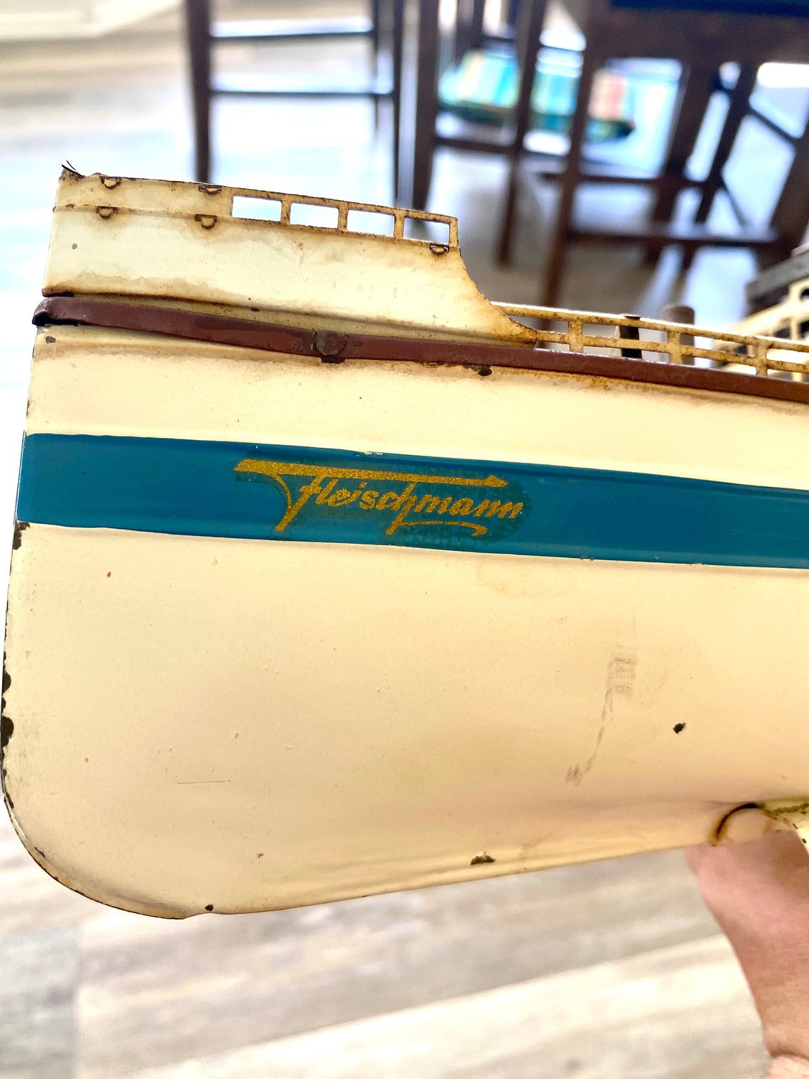 1940's Tin Boat WindUp Toy Etsy