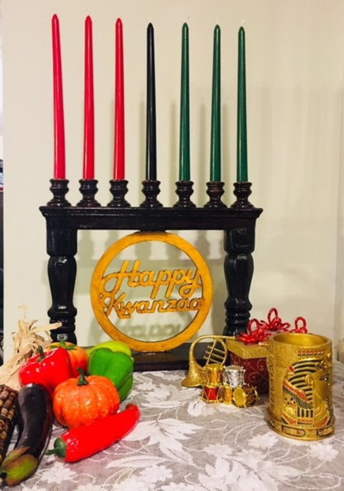 Happy Kwanzaa Kinara Set handmade Etsy