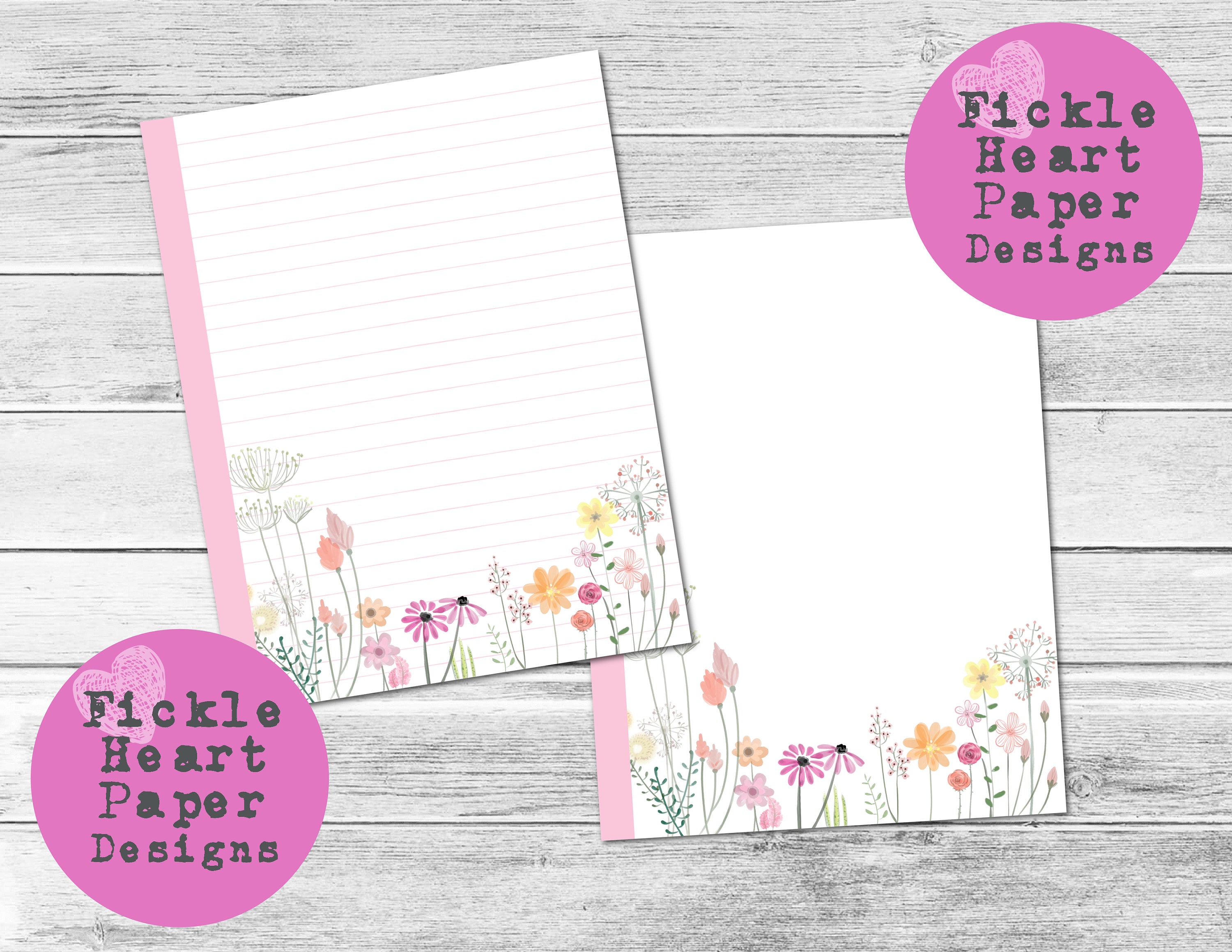 floral lined paper printable lined paper letter writing etsy canada