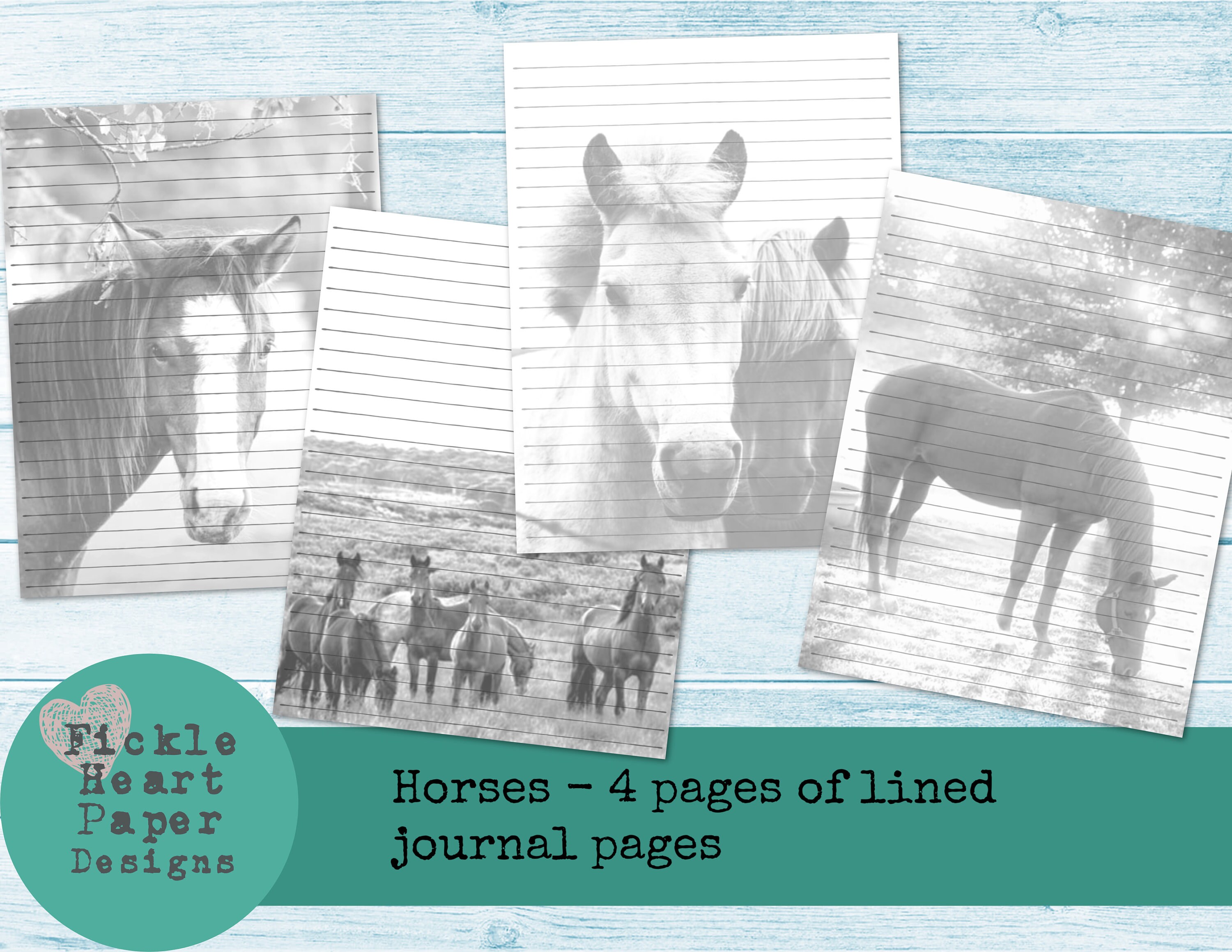 horses lined paper printable lined paper letter writing etsy