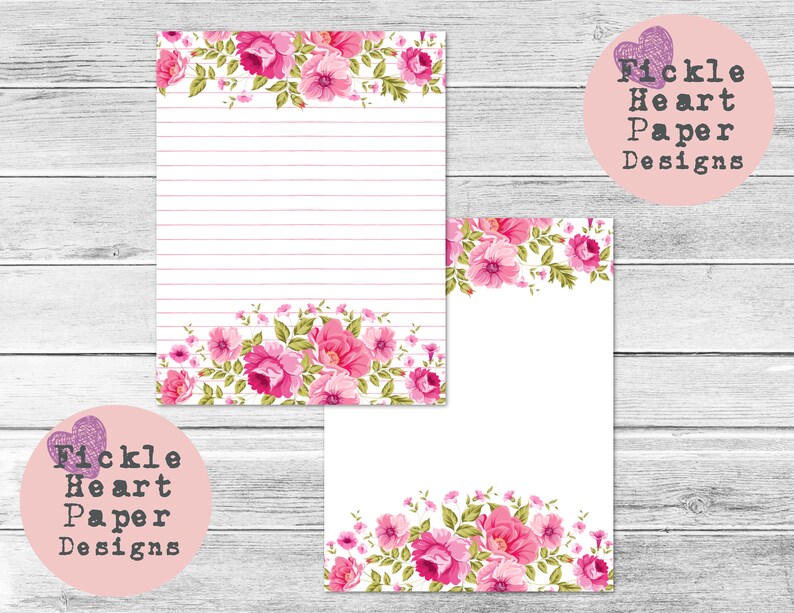floral lined paper printable letter writing prett