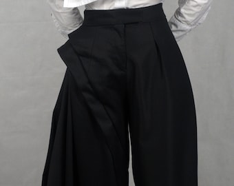 Tailored Asymmetrical Wool Trousers