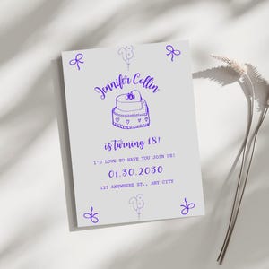 Invitation numérique pour 18e anniversaire, invitation pour fête d'anniversaire 18e, modèle d'invitation pour 18e anniversaire, carte d'anniversaire 18e