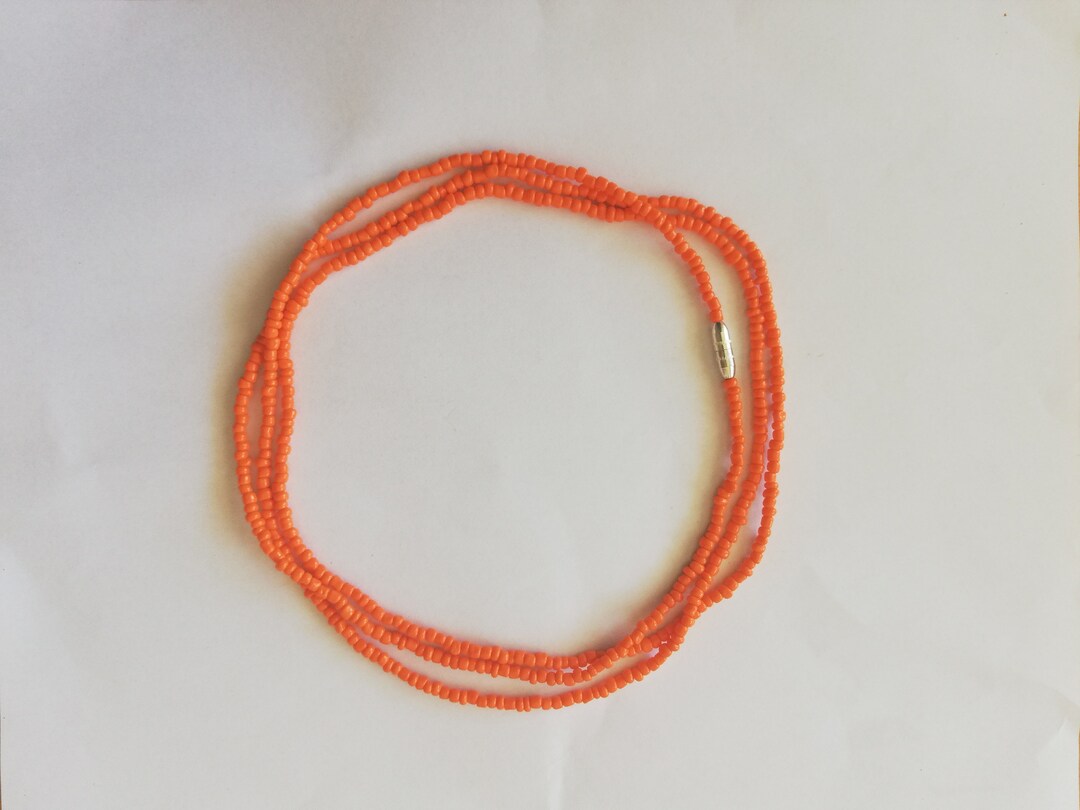 Orange Waist Beads With Twisted Lock / Beaded Belly Chain With Etsy