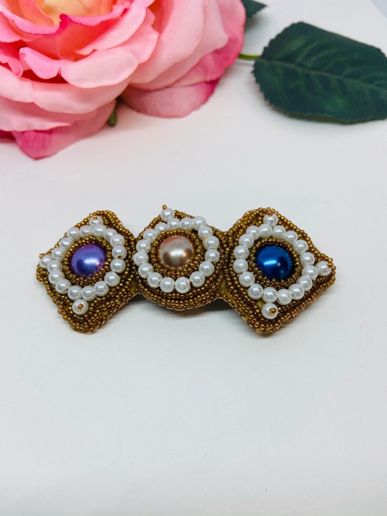 French barrette Beaded Indigenous Beadwork Native Beadwork BEADED HAIR CLIP Gift for Mothers A gift for my sister