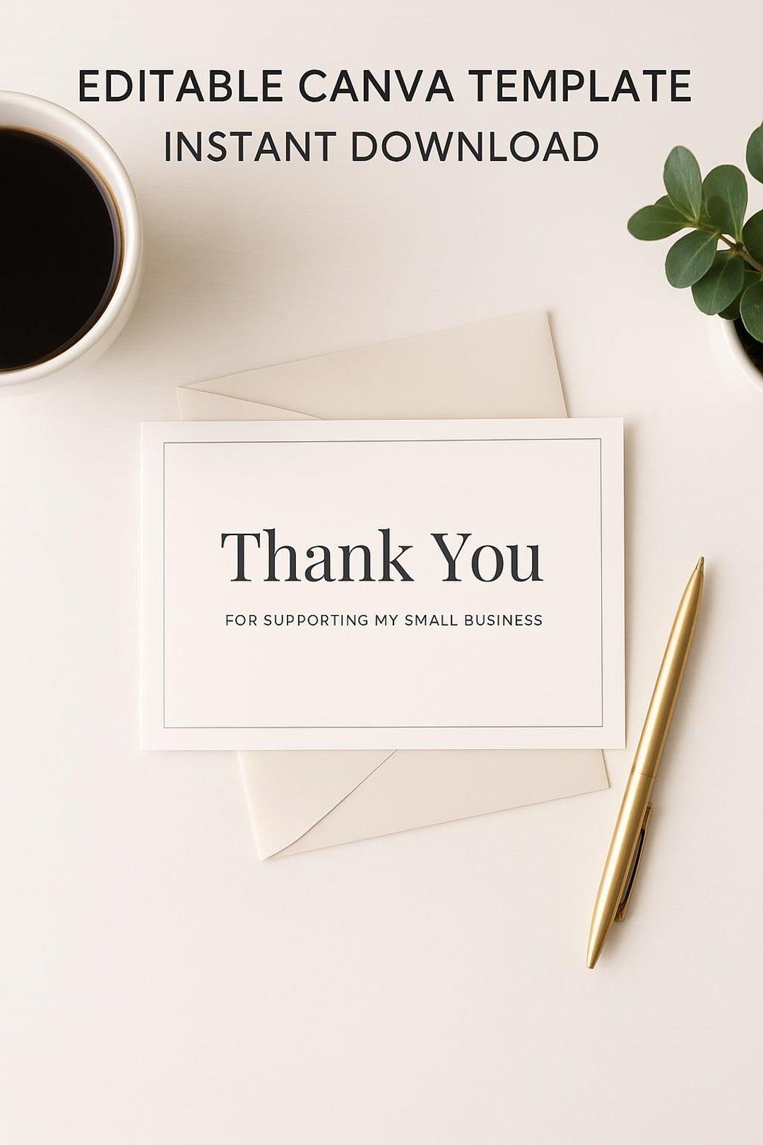 Editable Thank You Card Template, Canva Printable Insert (digital ...