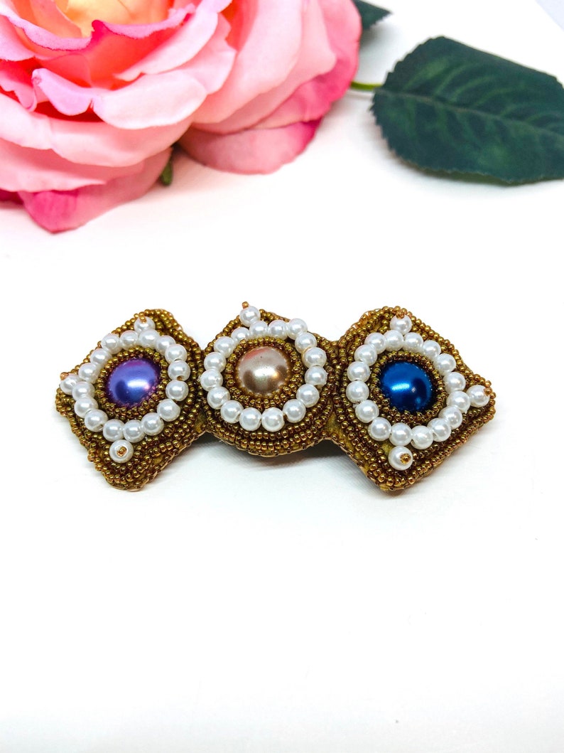 French barrette Beaded Indigenous Beadwork Native Beadwork BEADED HAIR CLIP Gift for Mothers A gift for my sister