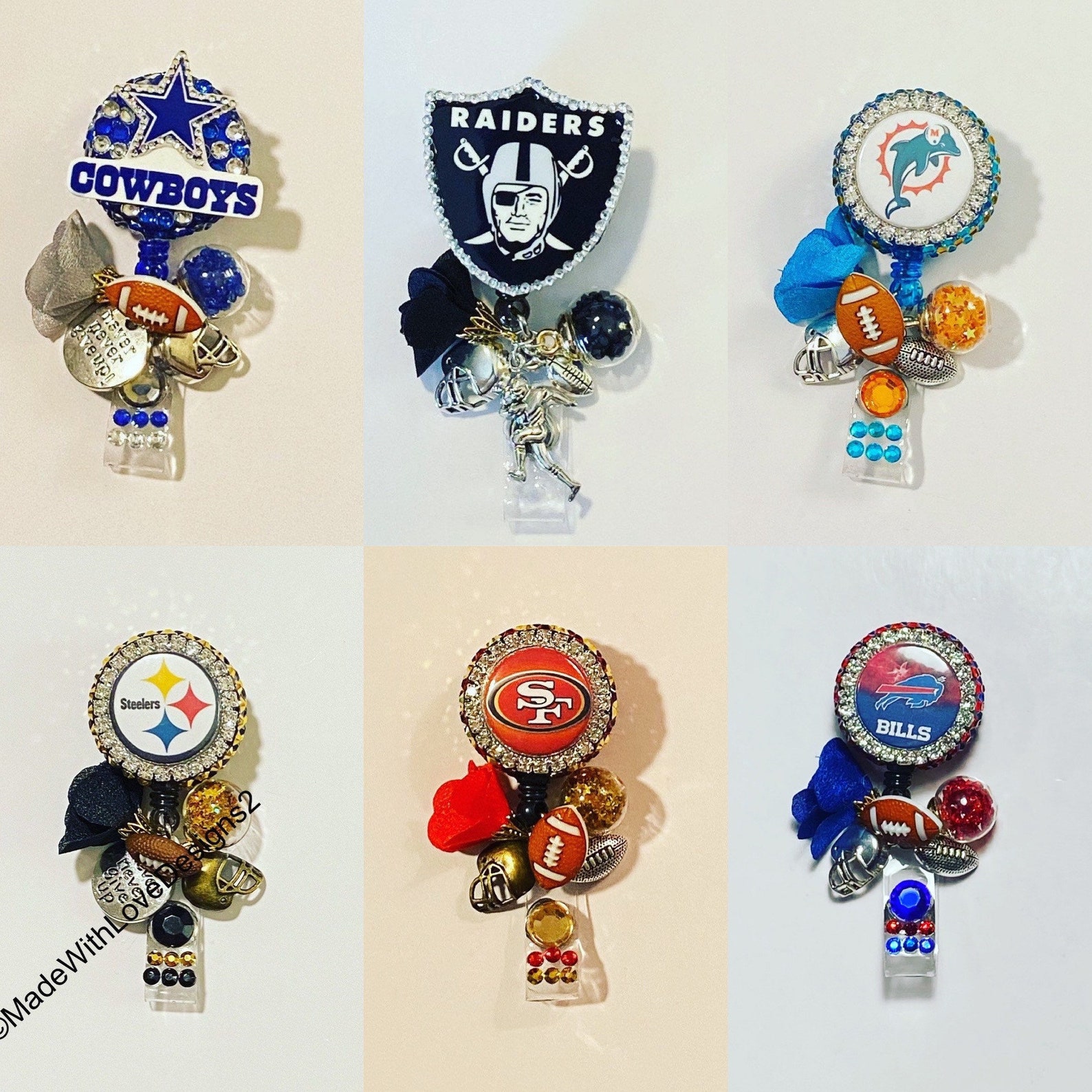 Football NFL Retractable Badge Reels Etsy