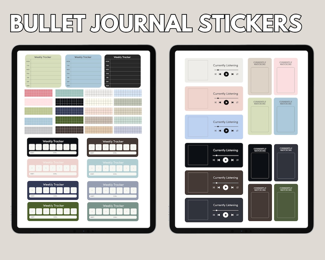 Bullet Journal Digital Stickers - Etsy
