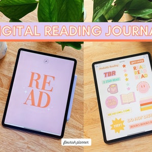 Reading Journal, Tracker, and Review Digital Planner by Flourish Planner  | iPad Planner for Goodnotes and Notability