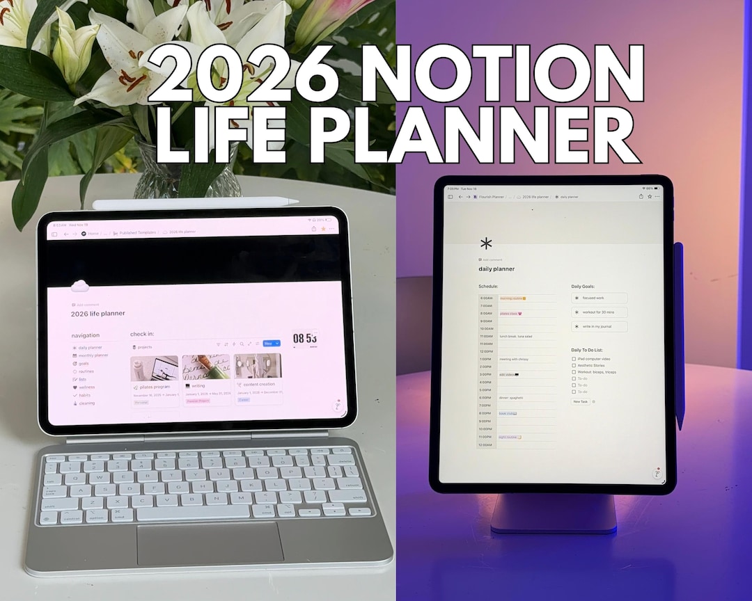 2026 Notion Life Planner | Goals, Trackers, Projects, and Vision Boards ...