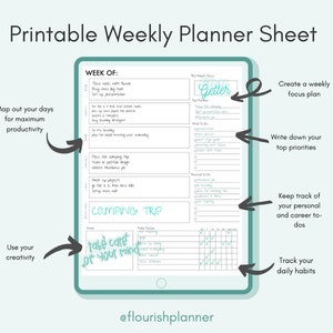 Printable Weekly Planner Sheet by Flourish Planner