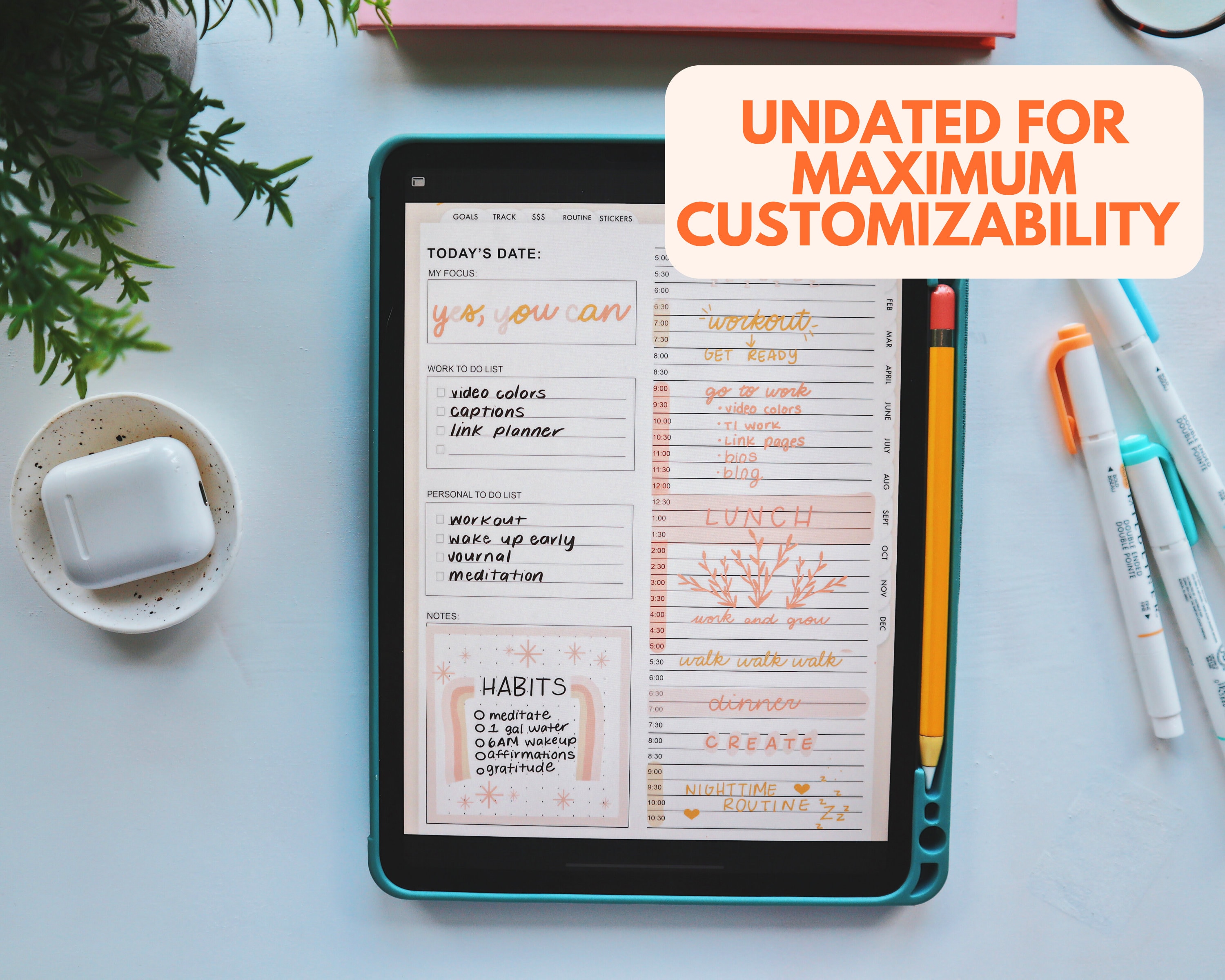2021 Undated Digital Yearly Planner by Flourish Planner | Planners for Goodnotes5 & Notability on iPad