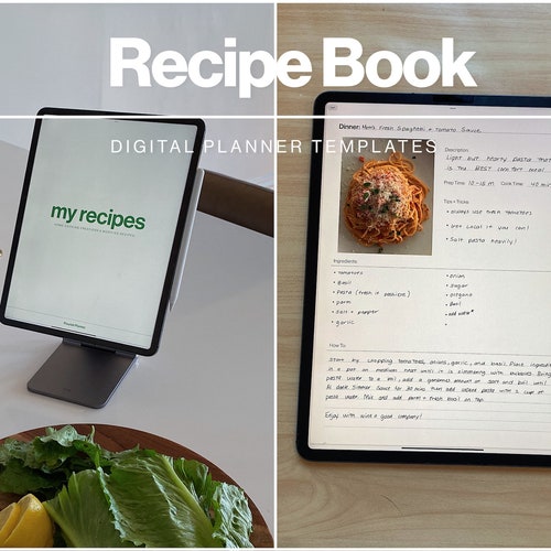 Digital Recipe Book for Goodnotes Notability dark Digital Etsy