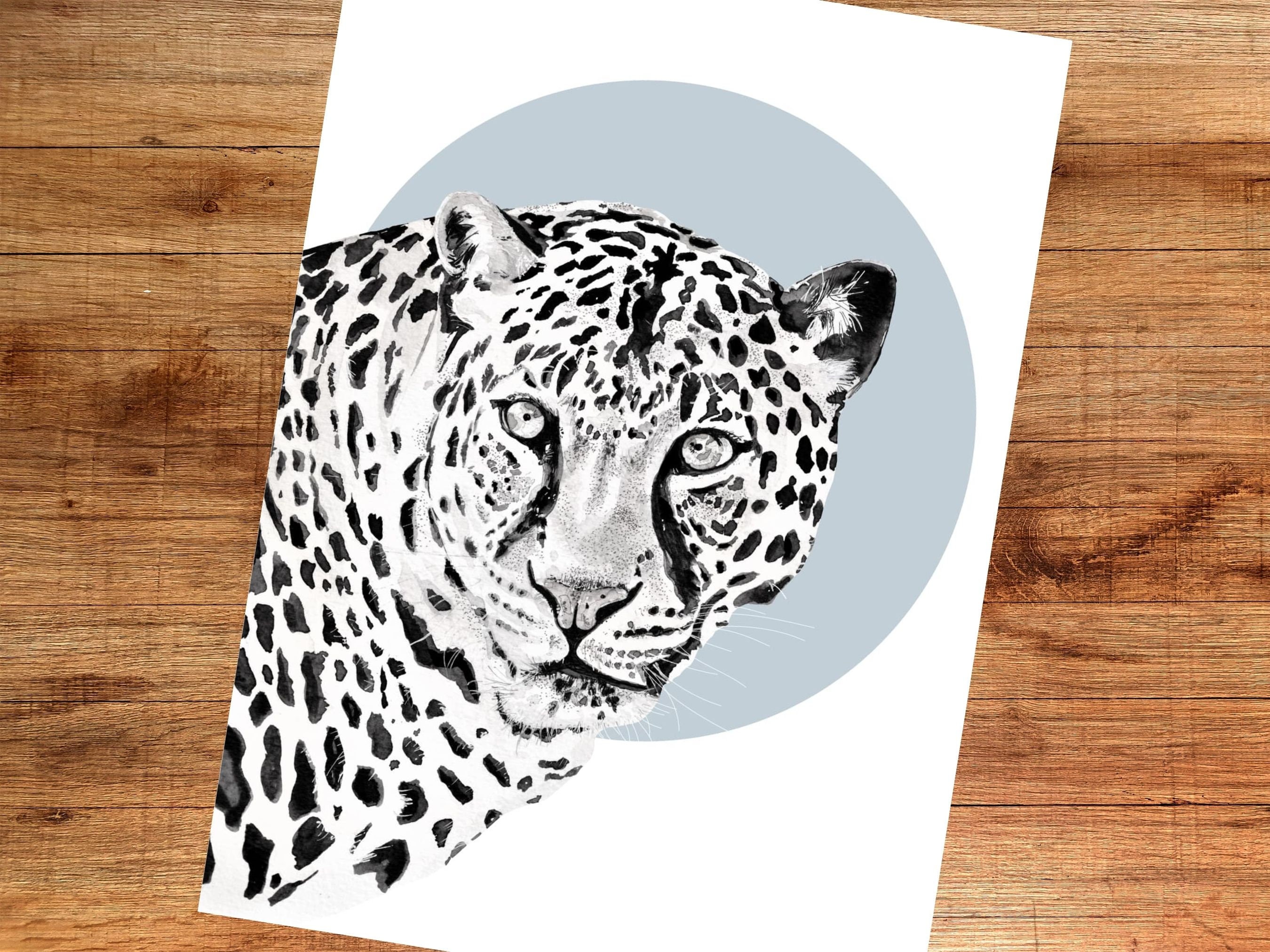 Jaguar print wall art art print watercolour Etsy
